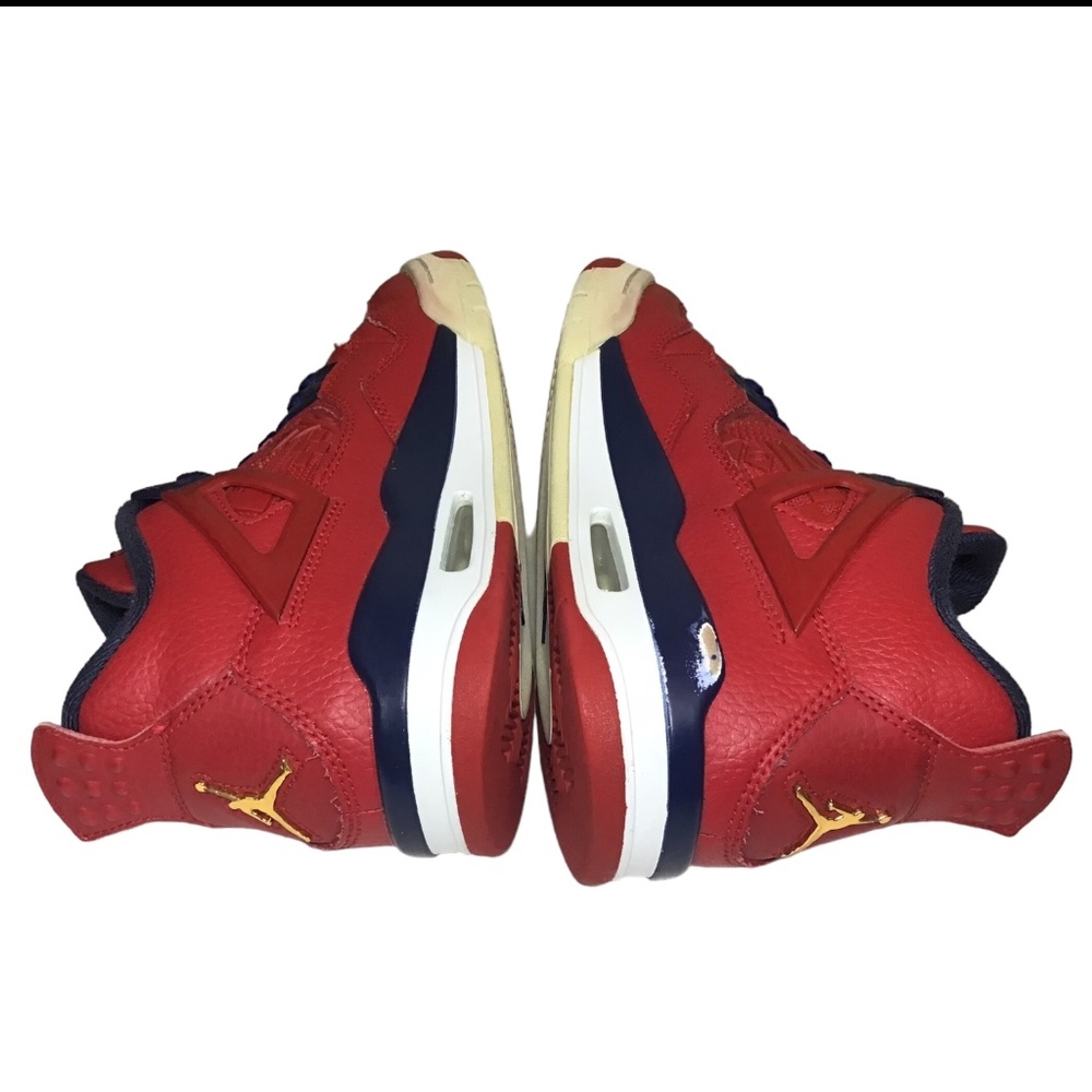 Nike Air Jordan 4 Retro FIBA Gym Red Navy Gold GS Youth 5.5Y Sneakers - Picture 5 of 8
